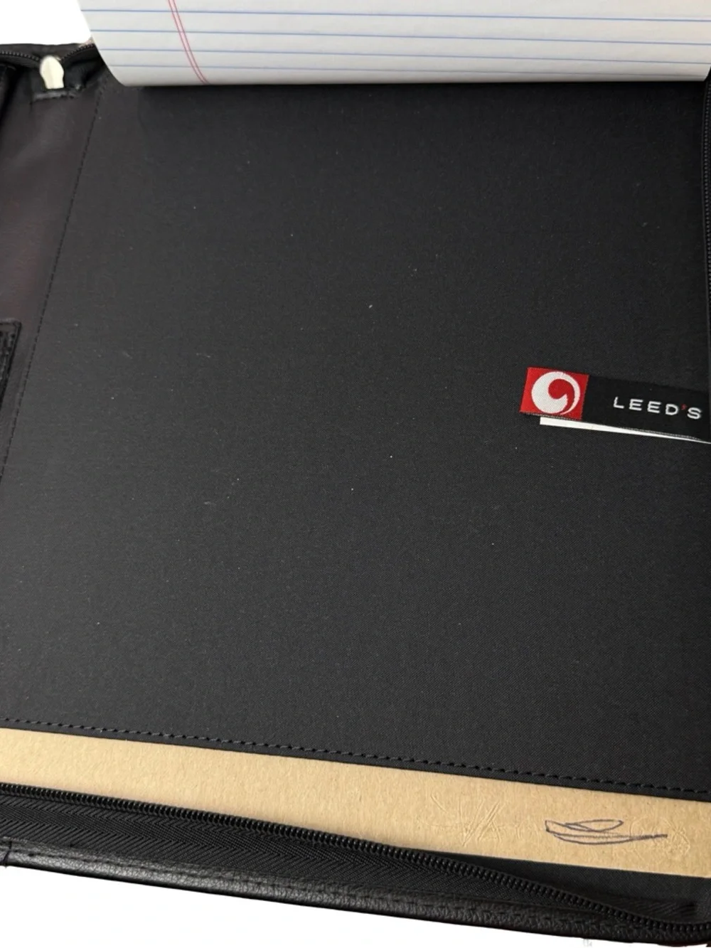 Leather Notepad Portfolio Organizer Zip Folder Black Money Gram Leeds Padfolio